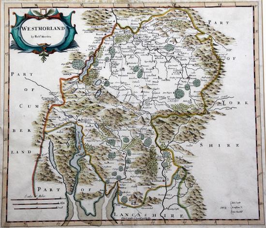 Robert Morden Maps of Surrey and West Moreland, 14.5 x 17in.